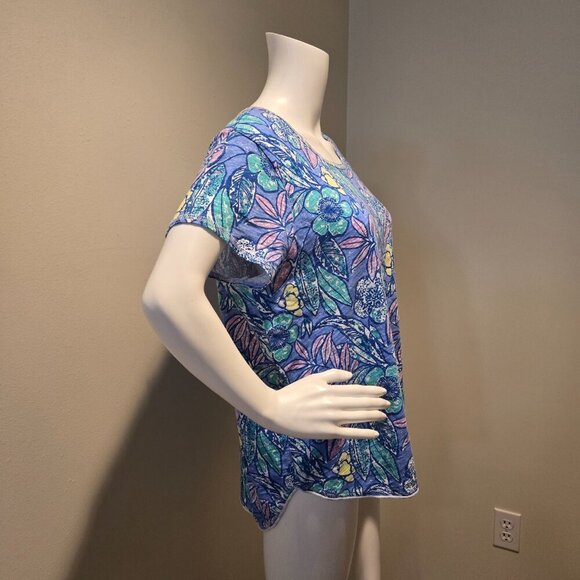 Escape by Habitat Floral Printed T-Shirt Blue Yellow L - Picture 4 of 5